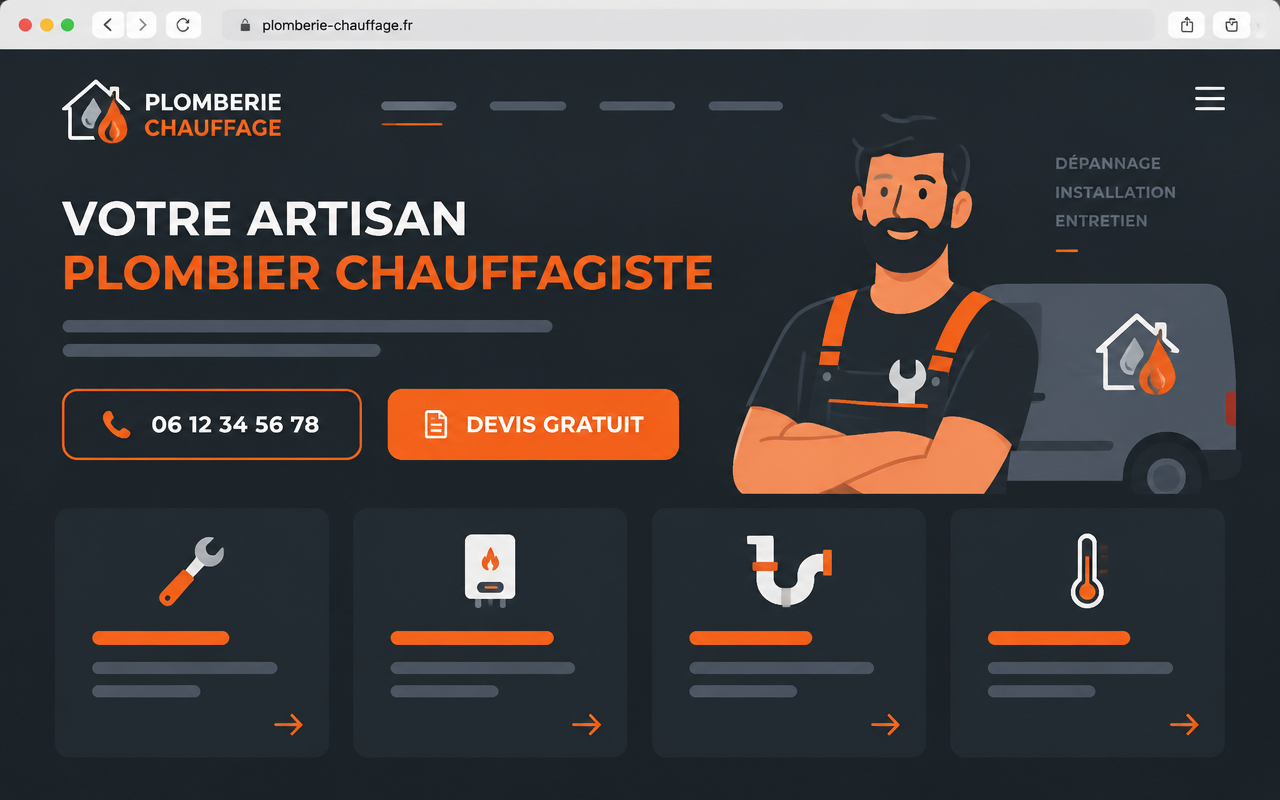 Aperçu d'un modèle de site pour Artisan