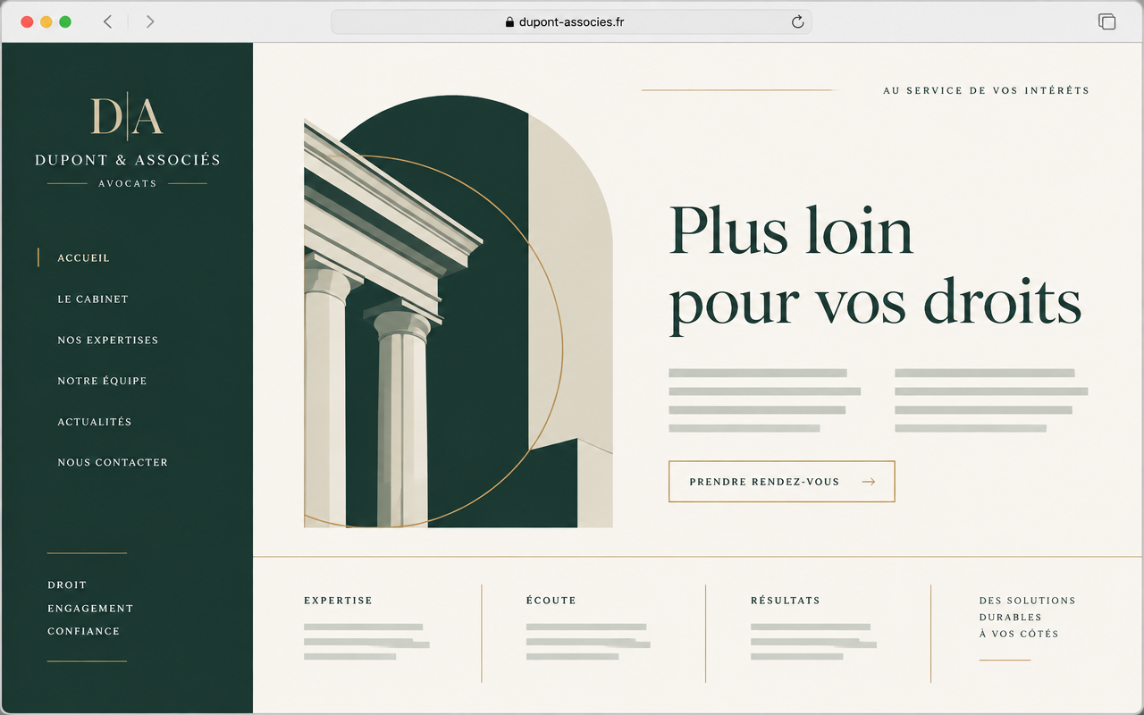 Aperçu d'un modèle de site pour Cabinet d'avocats