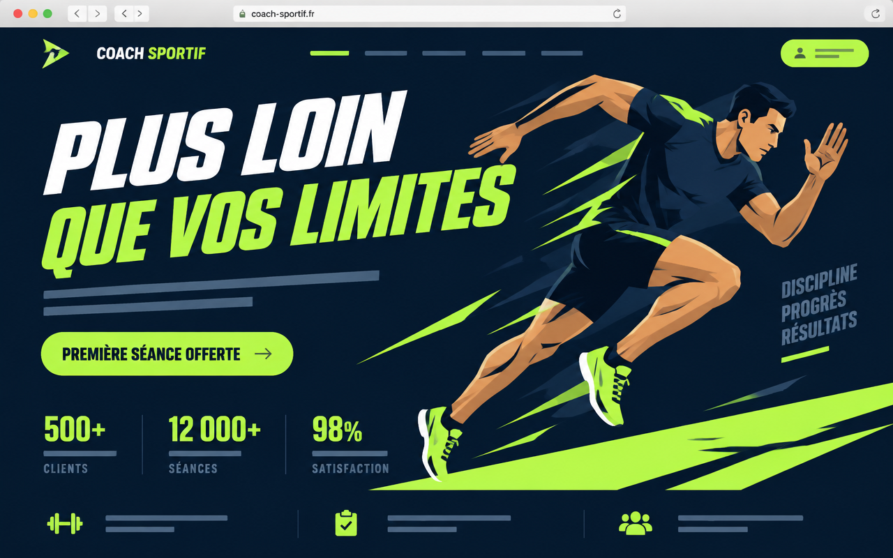 Aperçu d'un modèle de site pour Coach sportif