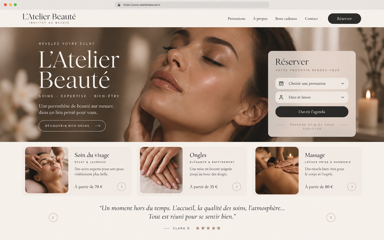 Aperçu d'un modèle de site pour Salon de beauté